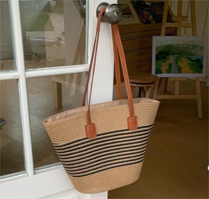 Lo más nuevo de moda en México Francesa Cesta de paja de tejido bolsas de playa 2024 bolso de tote para mujeres