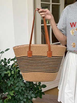 Lo más nuevo de moda en México Francesa Cesta de paja de tejido bolsas de playa 2024 bolso de tote para mujeres