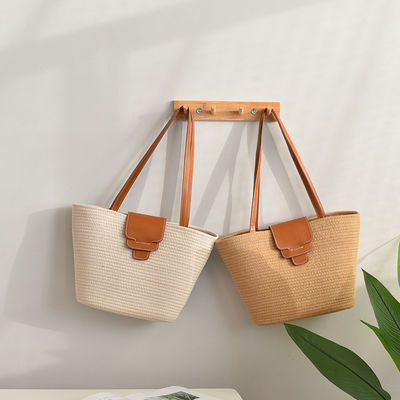 Acceptable OEM / ODM Color personalizado Bolso de playa de paja para mujeres para viajes de verano