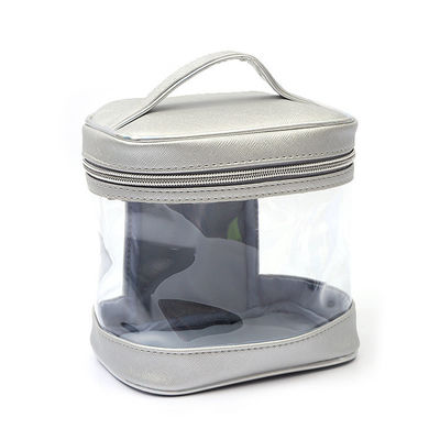Cierre de cremallera Casilla cosmética de viaje de PVC transparente grande con cremallera doble dorada personalizada