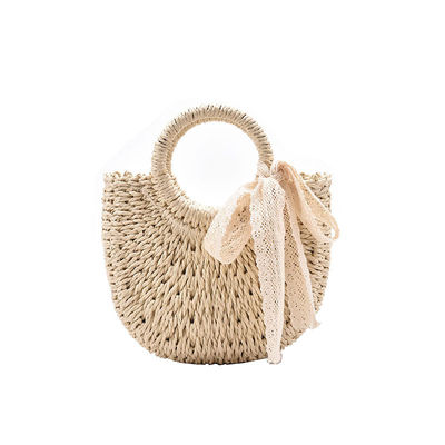 Abierto Cierre Bolso de Tote personalizado para el verano de la playa de ratán Bolso de paja