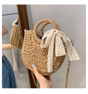 Abierto Cierre Bolso de Tote personalizado para el verano de la playa de ratán Bolso de paja