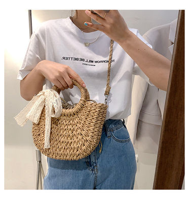 Abierto Cierre Bolso de Tote personalizado para el verano de la playa de ratán Bolso de paja