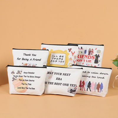 Bolsa de viajes con cremallera impresa de algodón de lujo Bolsa de lienzo pequeña Bolsa cosmética para estilo de moda
