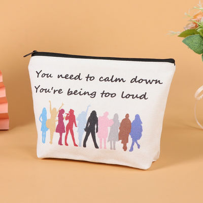 Bolsa de viajes con cremallera impresa de algodón de lujo Bolsa de lienzo pequeña Bolsa cosmética para estilo de moda