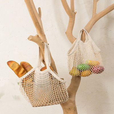Bolsa de algodón de mango largo para comprar frutas y verduras hechas de algodón orgánico reutilizable