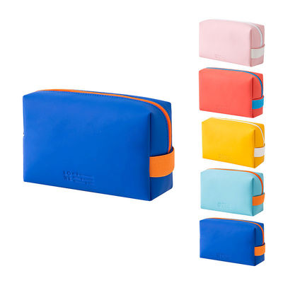 Bolsas cosméticas de cuero de dama con color color dulce y cierre de cremallera