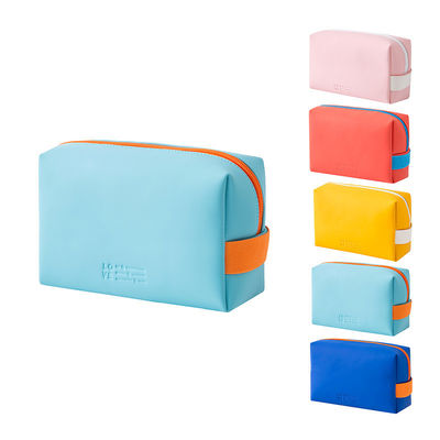 Bolsas cosméticas de cuero de dama con color color dulce y cierre de cremallera