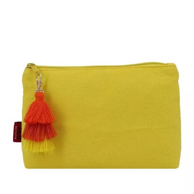 Mujeres de belleza de algodón maquillaje bolsa de viaje con cierre de cremallera y logotipo personalizado Tassel