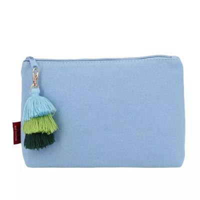 Mujeres de belleza de algodón maquillaje bolsa de viaje con cierre de cremallera y logotipo personalizado Tassel