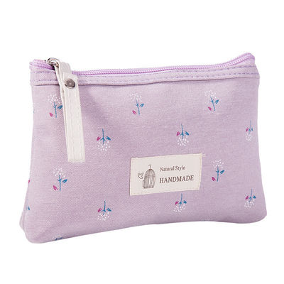 Bolso cosmético portátil personalizable para mujeres Tipo de patrón sólido y material de lona