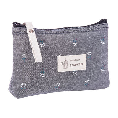 Bolso cosmético portátil personalizable para mujeres Tipo de patrón sólido y material de lona