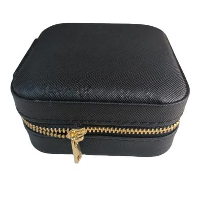 Conveniente logotipo personalizado de cuero portador de cargadora de cremallera bolsa portátil para el almacenamiento de joyas