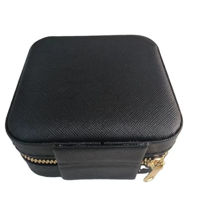 Conveniente logotipo personalizado de cuero portador de cargadora de cremallera bolsa portátil para el almacenamiento de joyas