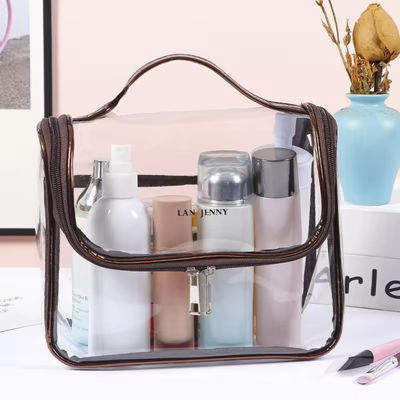 Compras transparente transparente belleza de viaje artículos de tocador PVC bolso cosmético personalizado para viajes