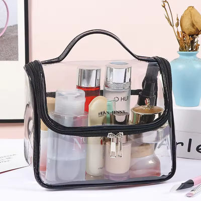 Compras transparente transparente belleza de viaje artículos de tocador PVC bolso cosmético personalizado para viajes