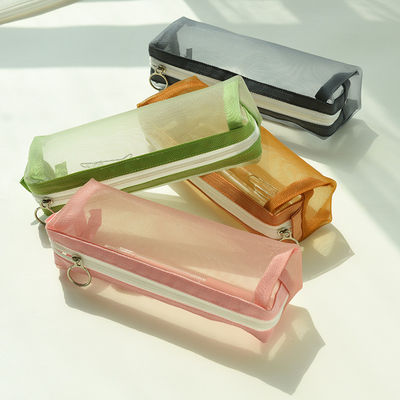 Examen de los estudiantes Casilla especial de lápiz de malla transparente Bolsa de lápiz de malla para la comodidad de los cosméticos