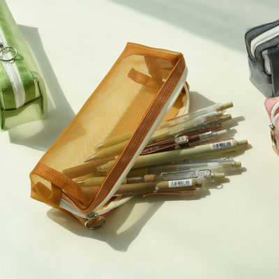 Examen de los estudiantes Casilla especial de lápiz de malla transparente Bolsa de lápiz de malla para la comodidad de los cosméticos