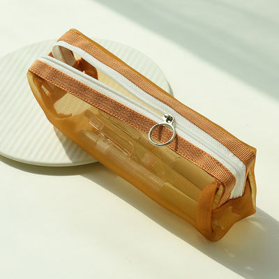 Examen de los estudiantes Casilla especial de lápiz de malla transparente Bolsa de lápiz de malla para la comodidad de los cosméticos