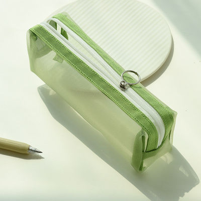 Examen de los estudiantes Casilla especial de lápiz de malla transparente Bolsa de lápiz de malla para la comodidad de los cosméticos