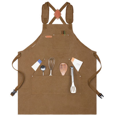 Personal de servicio uniforme impermeable del chef del delantal para cafés restaurantes cocina en lienzo de algodón