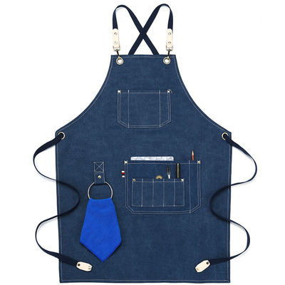 Apron de lienzo de espalda cruzada a medida impermeable Apron de denim para la vida cotidiana en el bar del restaurante