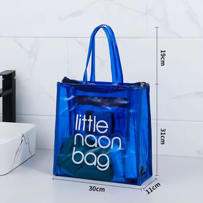 Bolsa de PVC transparente para la playa de verano Logotipo personalizado Inodoro Gran tamaño Color dulce