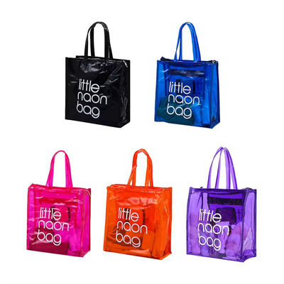 Bolsa de PVC transparente para la playa de verano Logotipo personalizado Inodoro Gran tamaño Color dulce