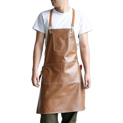 Apron de barbacoa de cuero duradero con herramienta de trabajo y logotipo personalizado