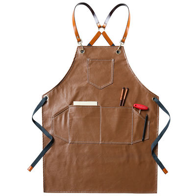 Apron de barbacoa de cuero duradero con herramienta de trabajo y logotipo personalizado
