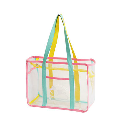 Bolso transparente de PVC para compras de playa con colores claros de dulces en forma de U Bolso de mano para mujeres