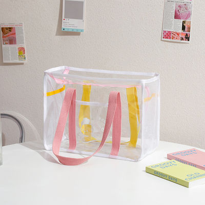 Bolso transparente de PVC para compras de playa con colores claros de dulces en forma de U Bolso de mano para mujeres