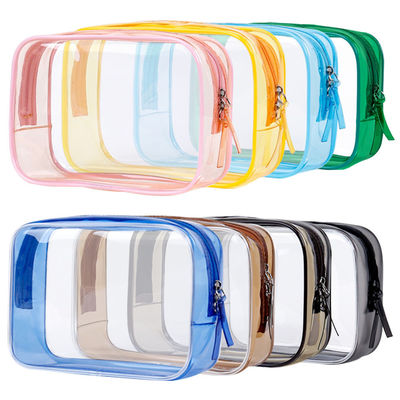 Cerradura con cremallera Bolsas de maquillaje impermeables transparentes para viajes y organización de artículos de tocador