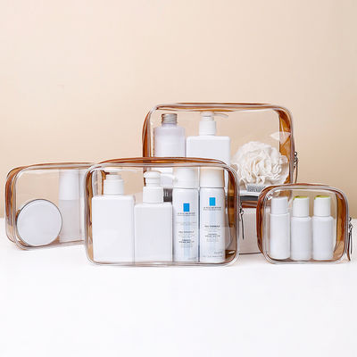 Cerradura con cremallera Bolsas de maquillaje impermeables transparentes para viajes y organización de artículos de tocador
