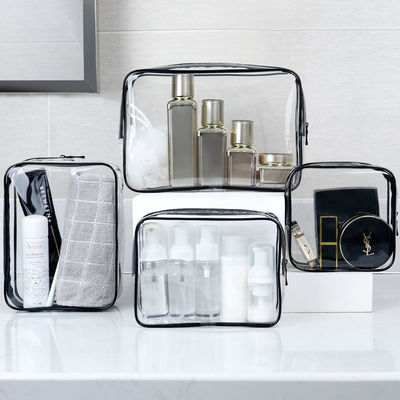 Cerradura con cremallera Bolsas de maquillaje impermeables transparentes para viajes y organización de artículos de tocador