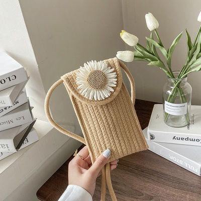 Bolso tejido de flores hombro de cuerpo cruzado bolso de mujer para color personalizado y vacaciones en la playa