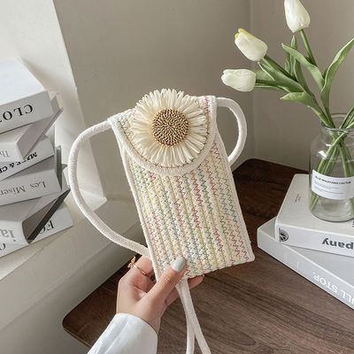 Bolso tejido de flores hombro de cuerpo cruzado bolso de mujer para color personalizado y vacaciones en la playa