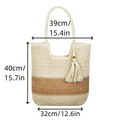 Bolso de paja de Raffia de verano aceptable para mujeres de moda Bolso de playa de crochet