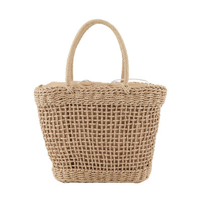 Logotipo personalizado aceptado Bolso de paja de ratán de tamaño mediano para la moda de verano de Lady Hollow Out