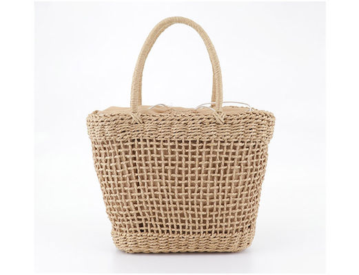 Logotipo personalizado aceptado Bolso de paja de ratán de tamaño mediano para la moda de verano de Lady Hollow Out