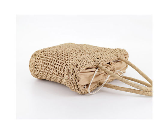 Logotipo personalizado aceptado Bolso de paja de ratán de tamaño mediano para la moda de verano de Lady Hollow Out