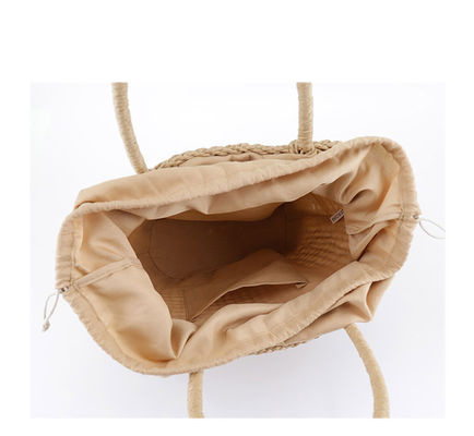 Logotipo personalizado aceptado Bolso de paja de ratán de tamaño mediano para la moda de verano de Lady Hollow Out