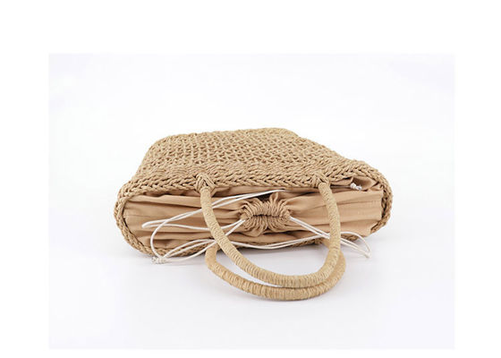 Logotipo personalizado aceptado Bolso de paja de ratán de tamaño mediano para la moda de verano de Lady Hollow Out