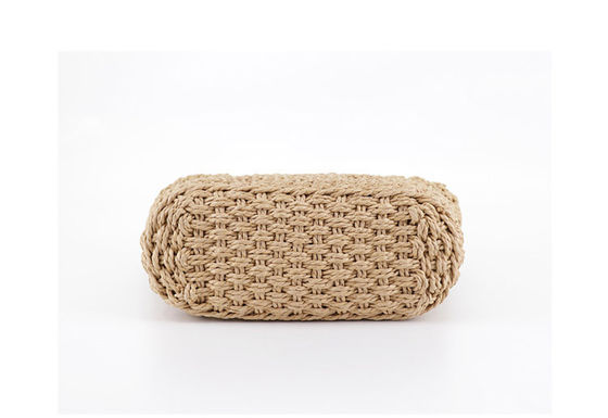 Logotipo personalizado aceptado Bolso de paja de ratán de tamaño mediano para la moda de verano de Lady Hollow Out