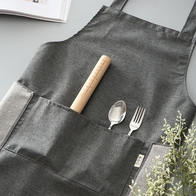 El más nuevo delantal de moda para cocinar alimentos y jardinería en poliéster de algodón negro puro