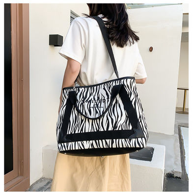 Logotipo personalizado de viaje de poliéster mujer hombro de lienzo bolsa de playa para compras y ocio