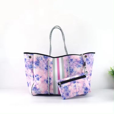 Logotipo personalizado aceptado Bolso de playa de neoprene Bolso de mano de bolsa para mujeres Diseño perforado