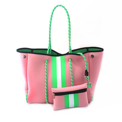 Logotipo personalizado aceptado Bolso de playa de neoprene Bolso de mano de bolsa para mujeres Diseño perforado