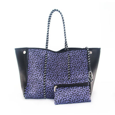 Logotipo personalizado aceptado Bolso de playa de neoprene Bolso de mano de bolsa para mujeres Diseño perforado