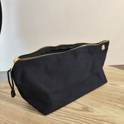 OEM/ODM aceptado Logotipo personalizado Impreso de lona Bolsa de maquillaje con cremallera para almacenamiento de lápices y monedas